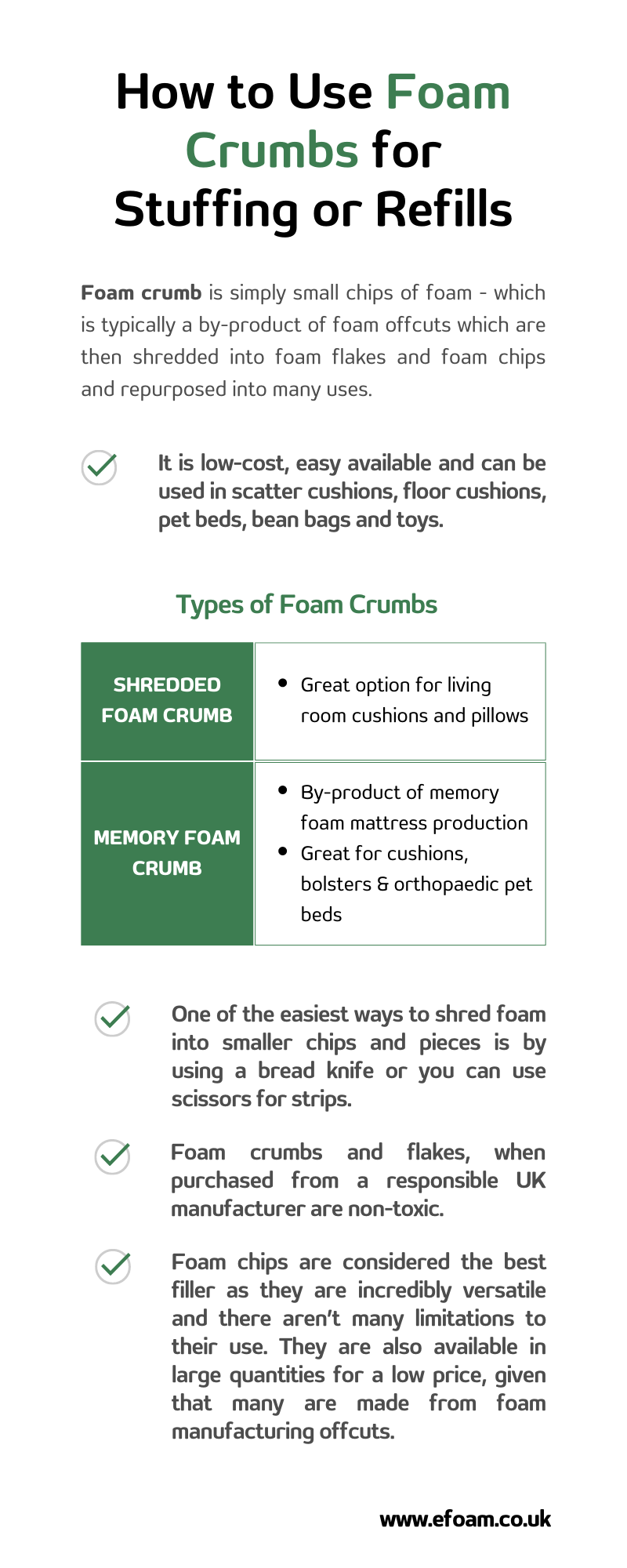 How to Use Foam Crumbs for Stuffing or Refills