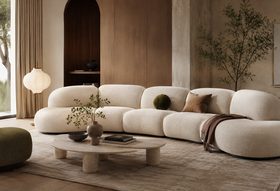 Upholstered foam furniture and panels in a contemporary interior