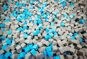 Gym pit foam cubes grey blue