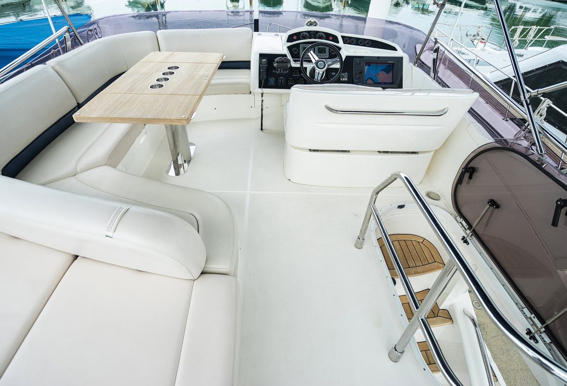 Replacement foam cushions and mattress in a luxury yacht cabin