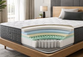 Orthopaedic foam mattress supporting the spine and pressure points