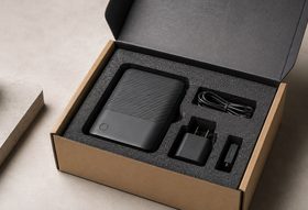 Protective foam inserts inside branded retail packaging