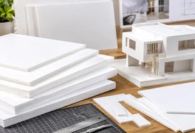 Sheets of foam board in various colours and thicknesses