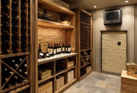 Insulation foam lining the walls of a home wine cellar